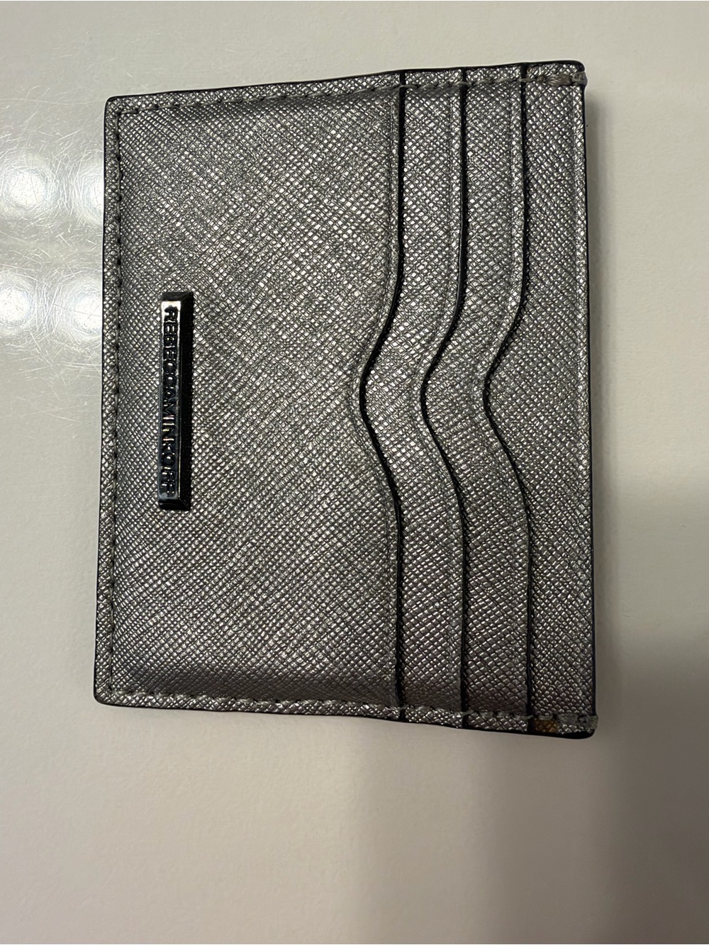 Rebecca Minkoff Silver Textured Card Holder